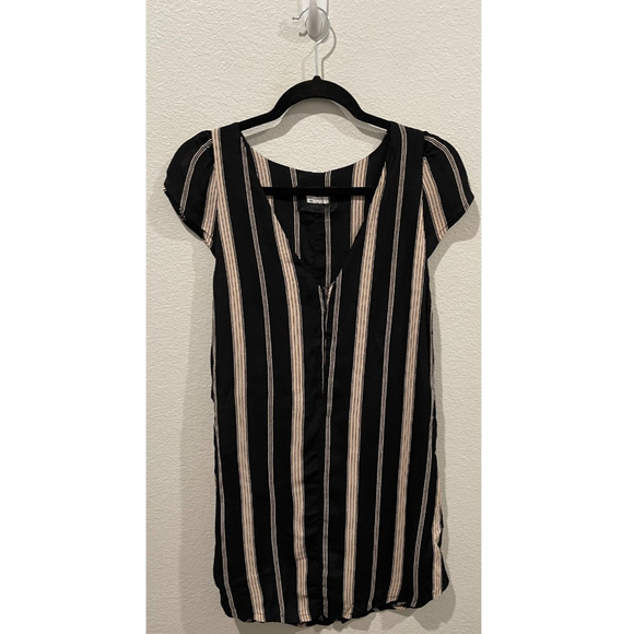 REFORMATION Elton Striped Black Cream Mini Dress - Picture 2 of 5